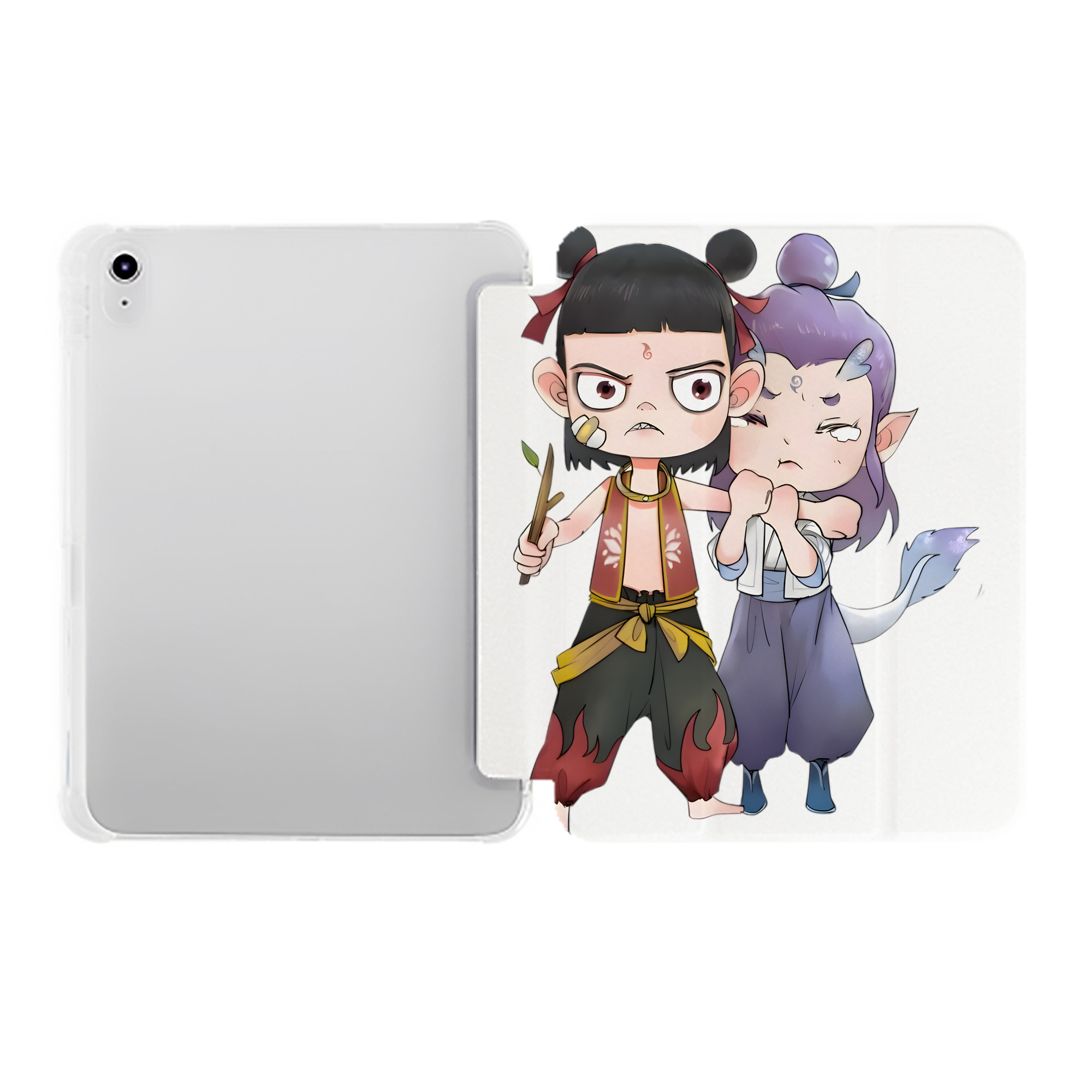 （画像用） Ne Zha 2 ナタ 魔童の大暴れ IPad ケース ペン収納付き 三つ折りスタンド PUレザー×シリコン 対応機種9.5/10.5/10.9インチ